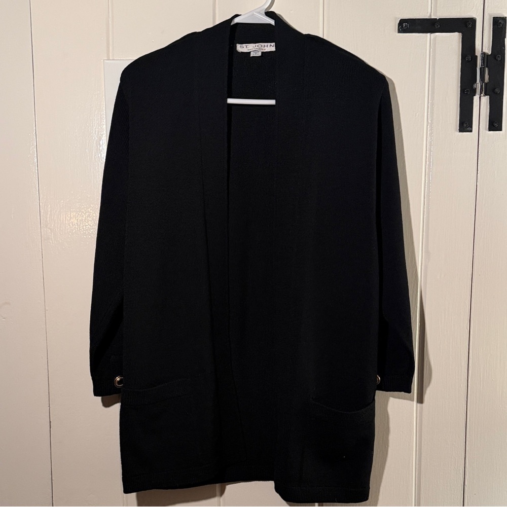 St. John Black Textured Knit